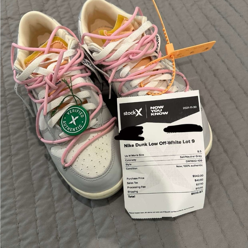Authentic Nike Dunk Low Off-White Lot 9 (Stock X Verified) - Picture 2 of 12